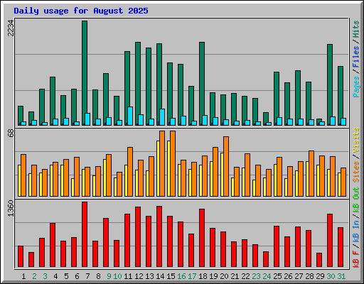 Daily usage for August 2025